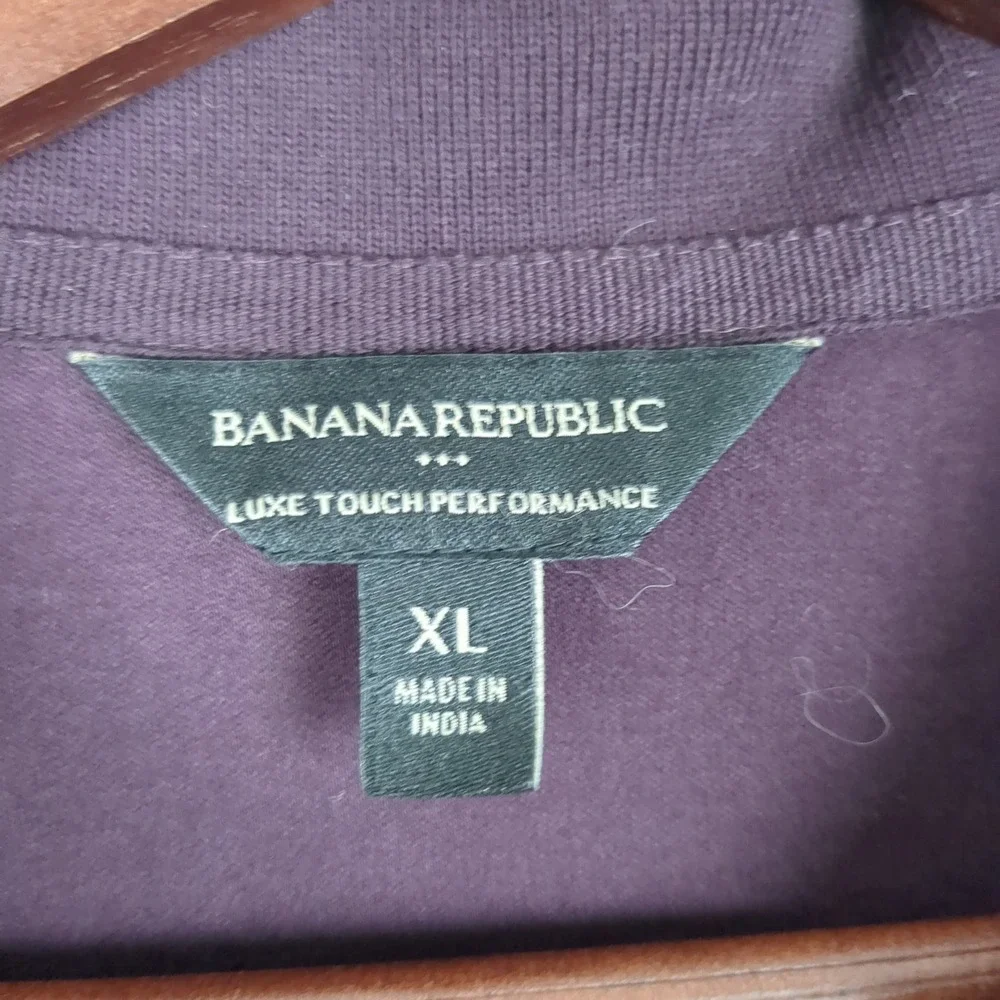 Banana Republic Luxe Touch Performance Polo Shirt Mens XL Plum Burgundy‎